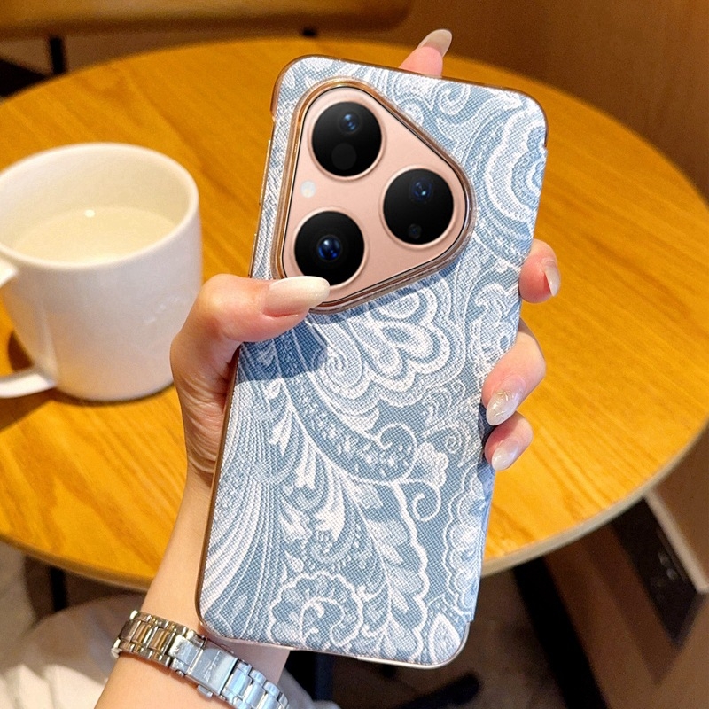 Huawei Pura80 Pro калъф от изкуствена кожа, флип с розов дизайн на щъркел и прозорец
