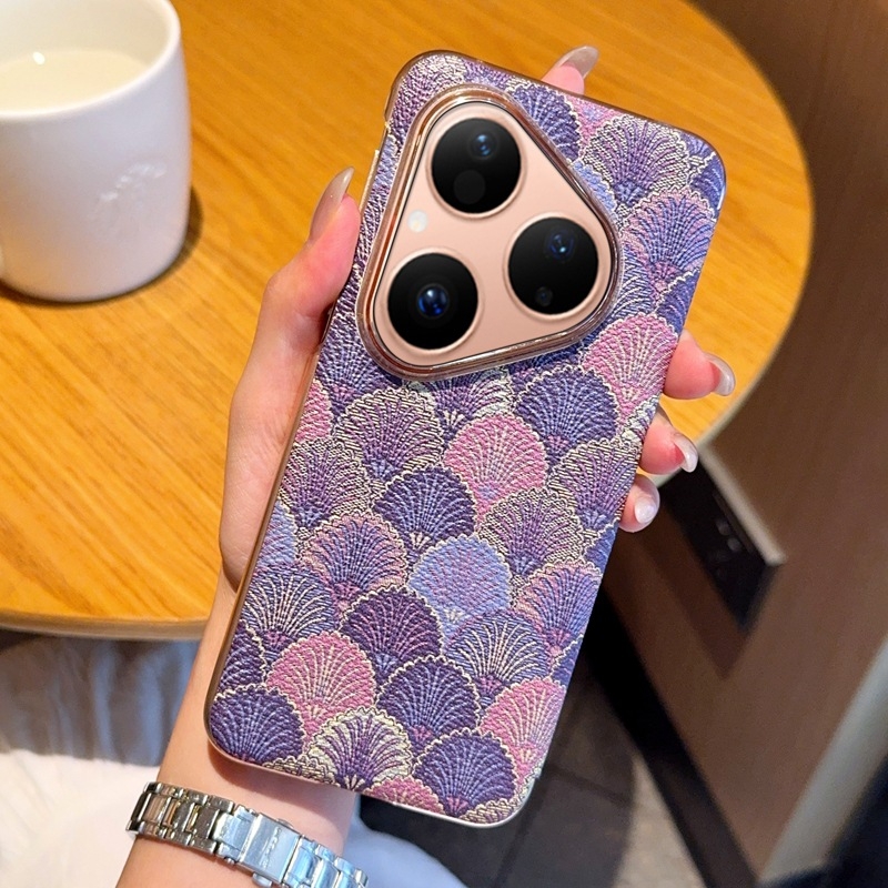 Huawei Pura80 Pro калъф от изкуствена кожа, флип с розов дизайн на щъркел и прозорец