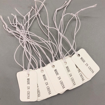 Etichetă albă din carton, etichetă goală cu șnur elastic pentru bijuterii