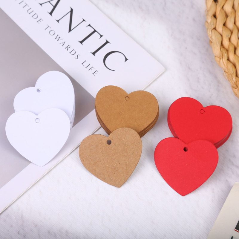 Etichetă pentru bijuterii în formă de inimă, etichetă clasică de produs, carton, dimensiune 4,5 × 5 cm