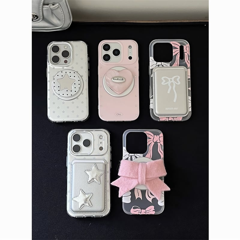 Korejski nadahnut minimalistički silikonski kućište sa zvjezdicom i mašnicom za iPhone 11–14 Pro/Max, ženstven dizajn