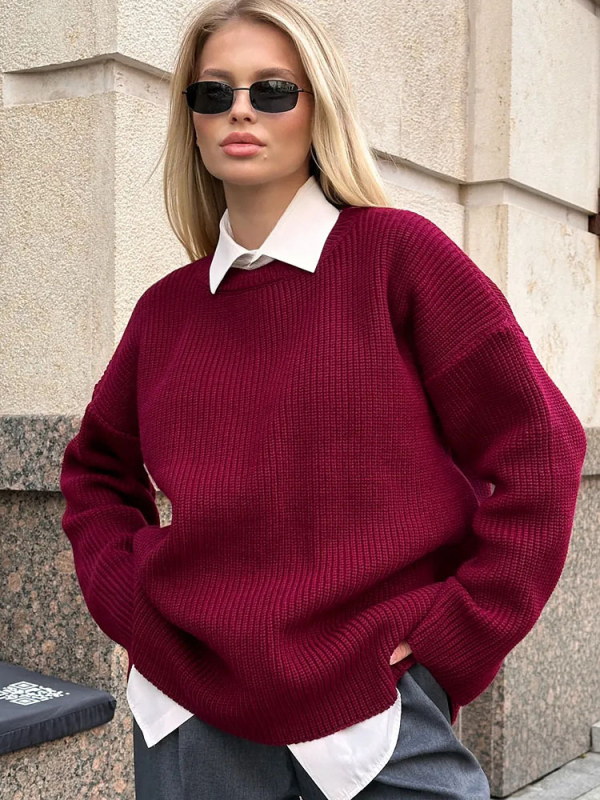 Női oversized kapucnis kötött pulóver, laza szabás