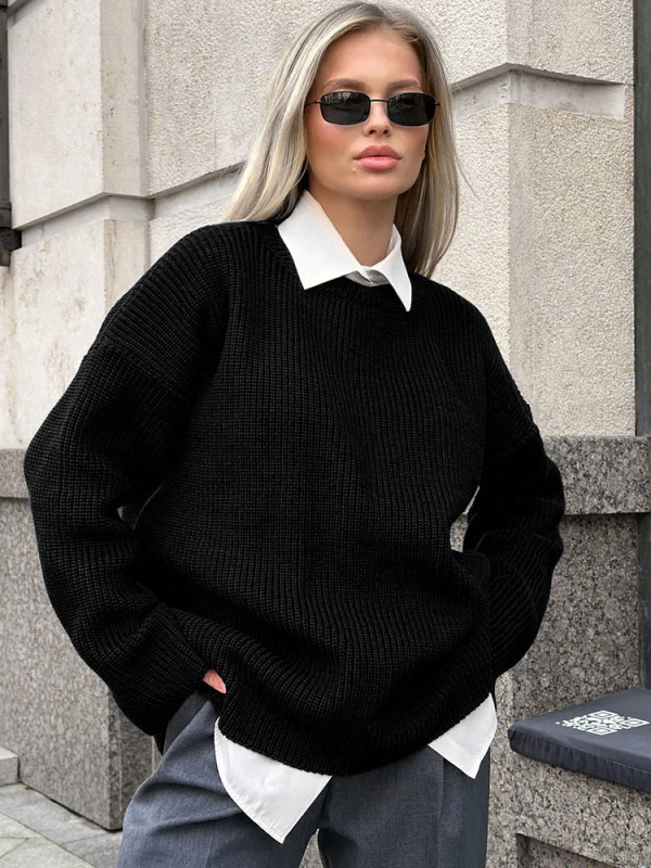 Női oversized kapucnis kötött pulóver, laza szabás