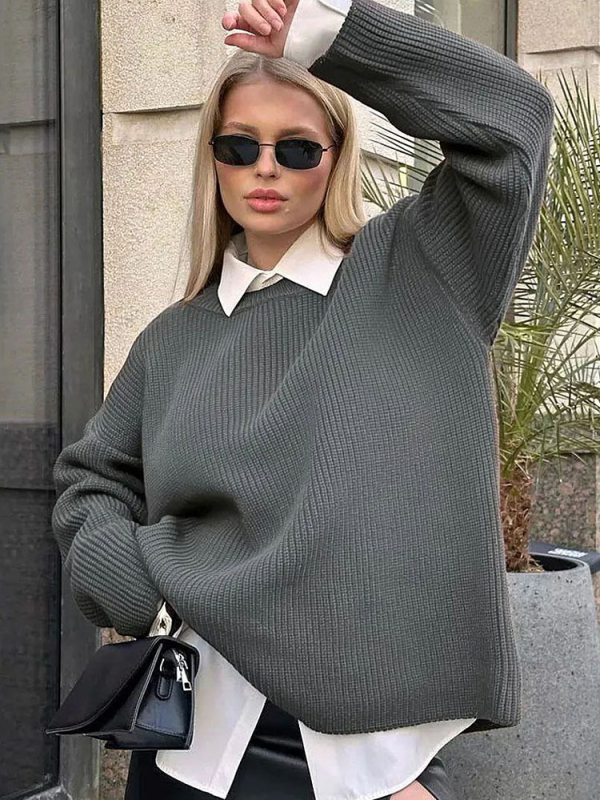 Női oversized kapucnis kötött pulóver, laza szabás