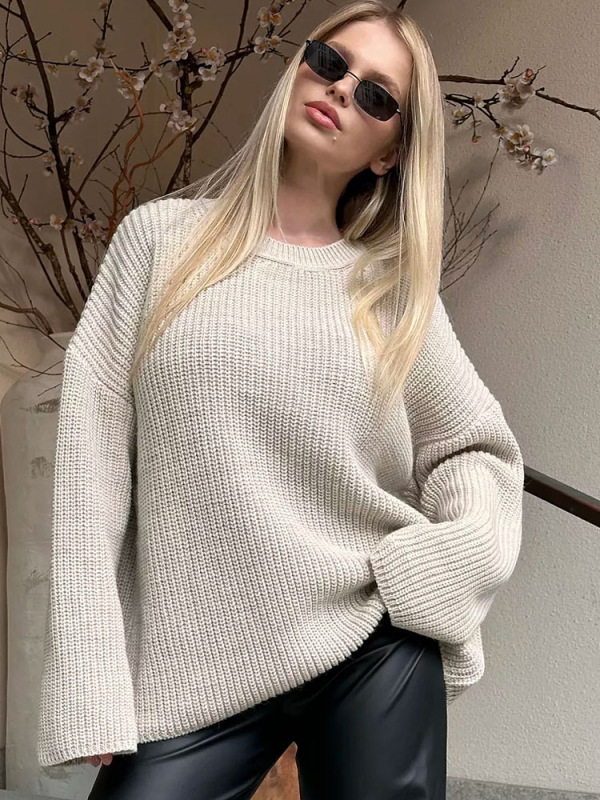 Női oversized kapucnis kötött pulóver, laza szabás