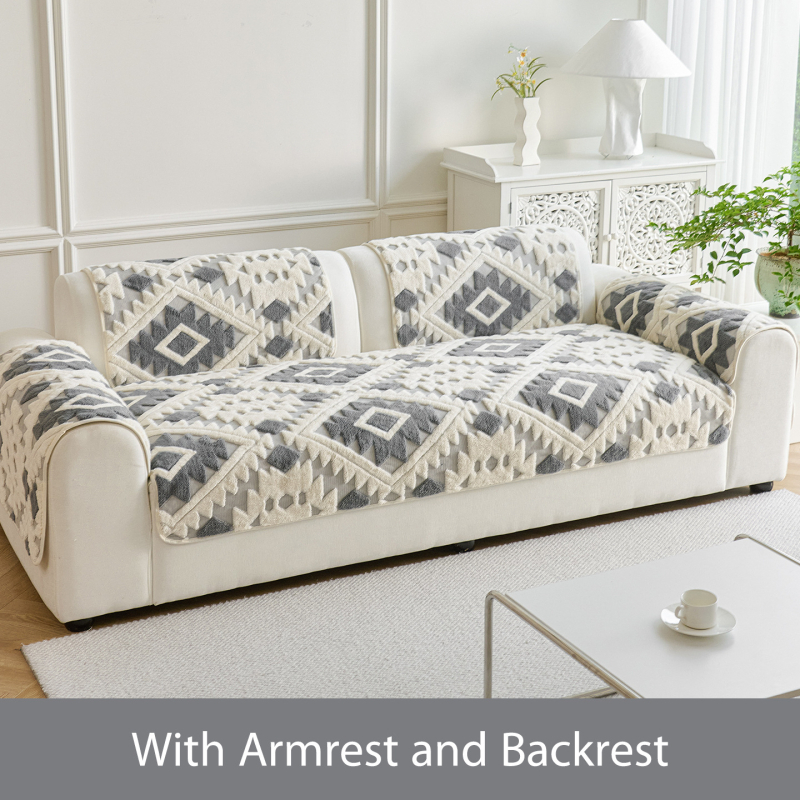 Pernă de canapea din velur de bumbac moale, stil toamnă-iarna 2026, aspect premium, anti-derapant, model geometric, pentru canapea de tip sectional