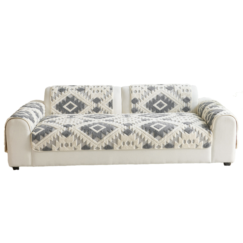 Pernă de canapea din velur de bumbac moale, stil toamnă-iarna 2026, aspect premium, anti-derapant, model geometric, pentru canapea de tip sectional