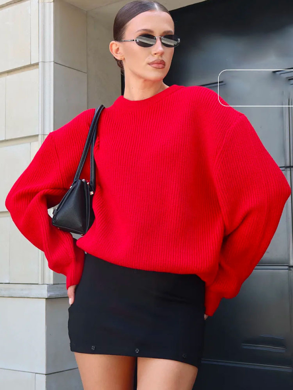 Ženski oversize pleteni džemper s kapuljačom, ležernog kroja