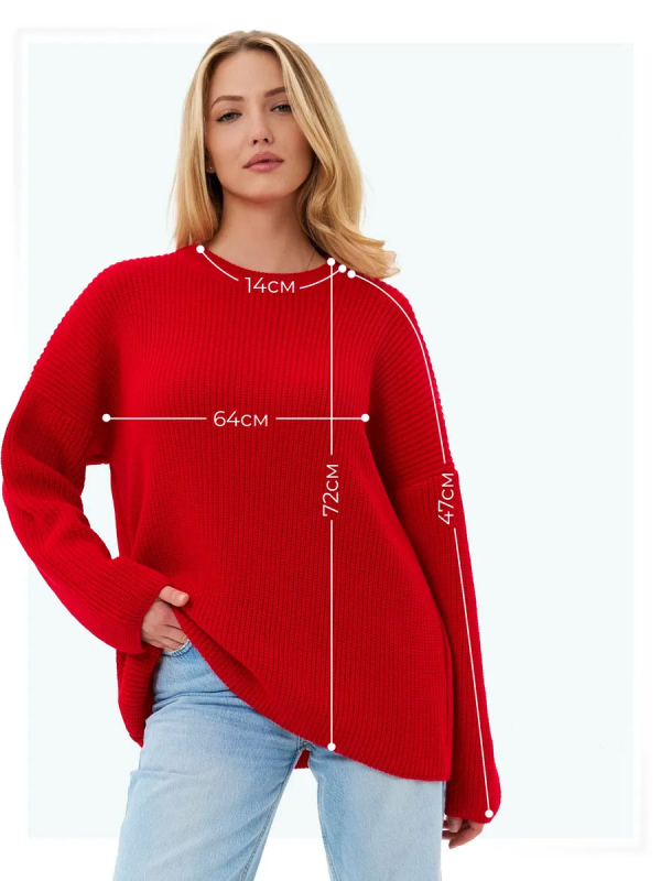 Női oversized pulóver, kötött anyag, laza szabású, hosszú ujjú