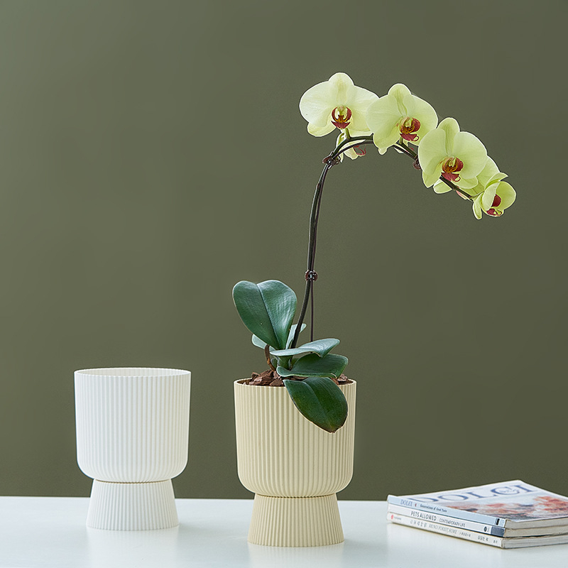 Ghieveci din rășină, în stil nordic, cu tavă care imită ceramică, pentru orchidă Phalaenopsis, potrivit pentru living și suculente