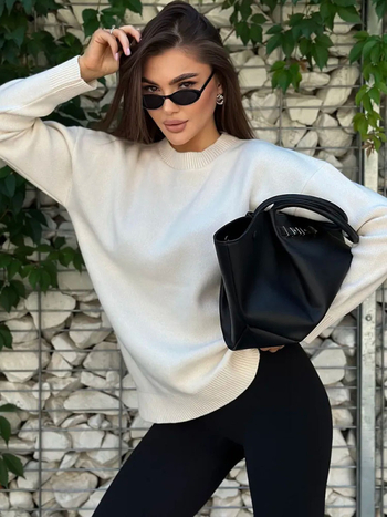 Oversize ženski pleteni džemper s labavim krojem