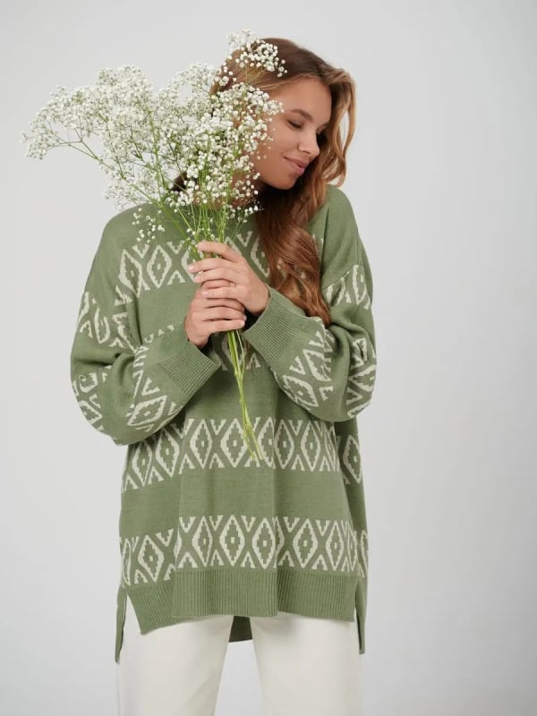Дамски oversize пуловер с принтом