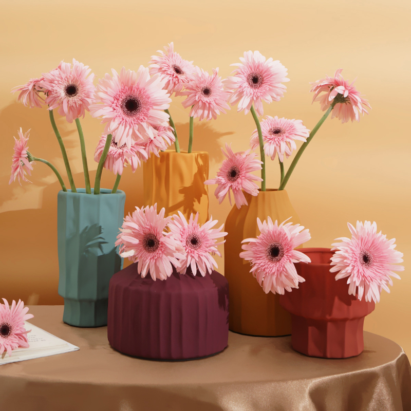 Ghiveci Nordic Abstract Morandi și vază, cu finisaj lacuit manual, decor interior de inspirație pastorală
