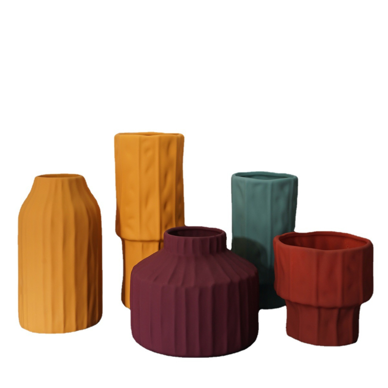 Ghiveci Nordic Abstract Morandi și vază, cu finisaj lacuit manual, decor interior de inspirație pastorală