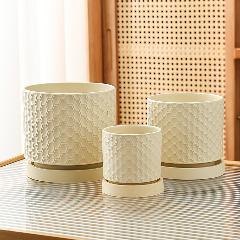 Ghiveci ceramic cu tavă, pentru uz casnic, aerisit, design minimalist, potrivit pentru Phalaenopsis și suculente, ghiveci mare creativ
