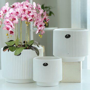 Ghiveci ceramic mat, stil nordic minimalist, extra mare, cu farfurie, pentru plante de birou, suculente și plante verzi