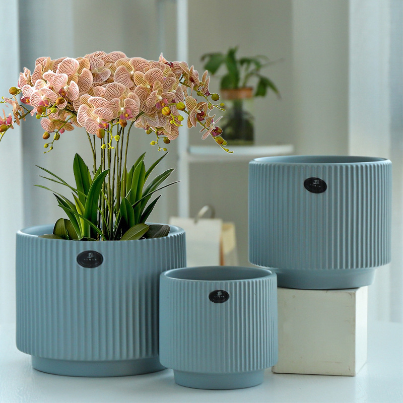 Ghiveci ceramic mat, stil nordic minimalist, extra mare, cu farfurie, pentru plante de birou, suculente și plante verzi