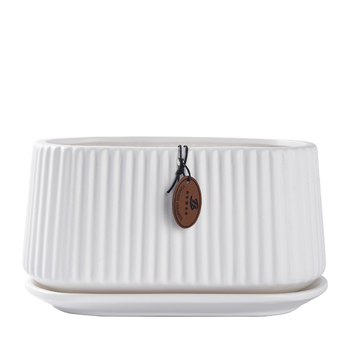 Ghiveci ceramic în stil nordic, oval, cu deschidere mare, pentru copacul banilor și pothos, pentru interior și exterior