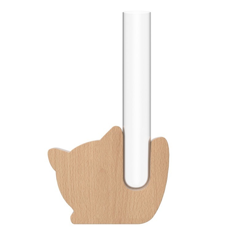 Vază din lemn pentru frigider cu magnet, tub de probă magnetic pentru aranjamente florale pe perete, decor hidroponic, vas mic