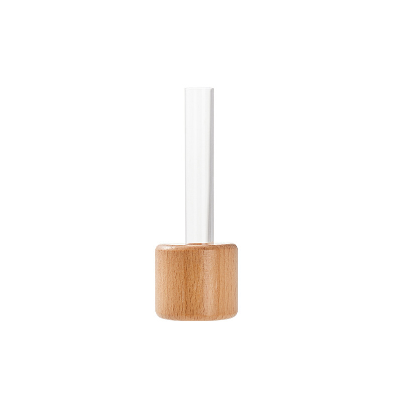 Vază din lemn pentru frigider cu magnet, tub de probă magnetic pentru aranjamente florale pe perete, decor hidroponic, vas mic