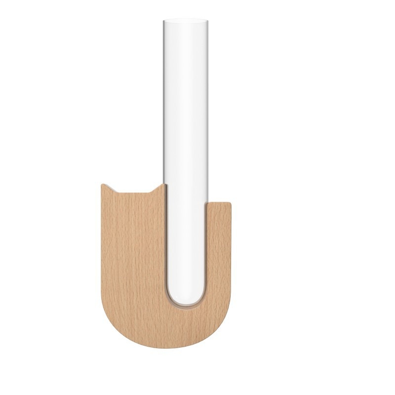 Vază din lemn pentru frigider cu magnet, tub de probă magnetic pentru aranjamente florale pe perete, decor hidroponic, vas mic