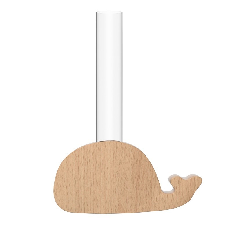Vază din lemn pentru frigider cu magnet, tub de probă magnetic pentru aranjamente florale pe perete, decor hidroponic, vas mic