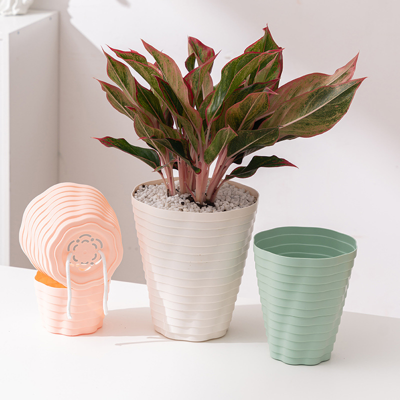 Ghiveci plastic auto-udare pentru pothos și suculente, stil clasic retro, construcție îngroșată, disponibil în dimensiuni mici și mari, pentru balcon