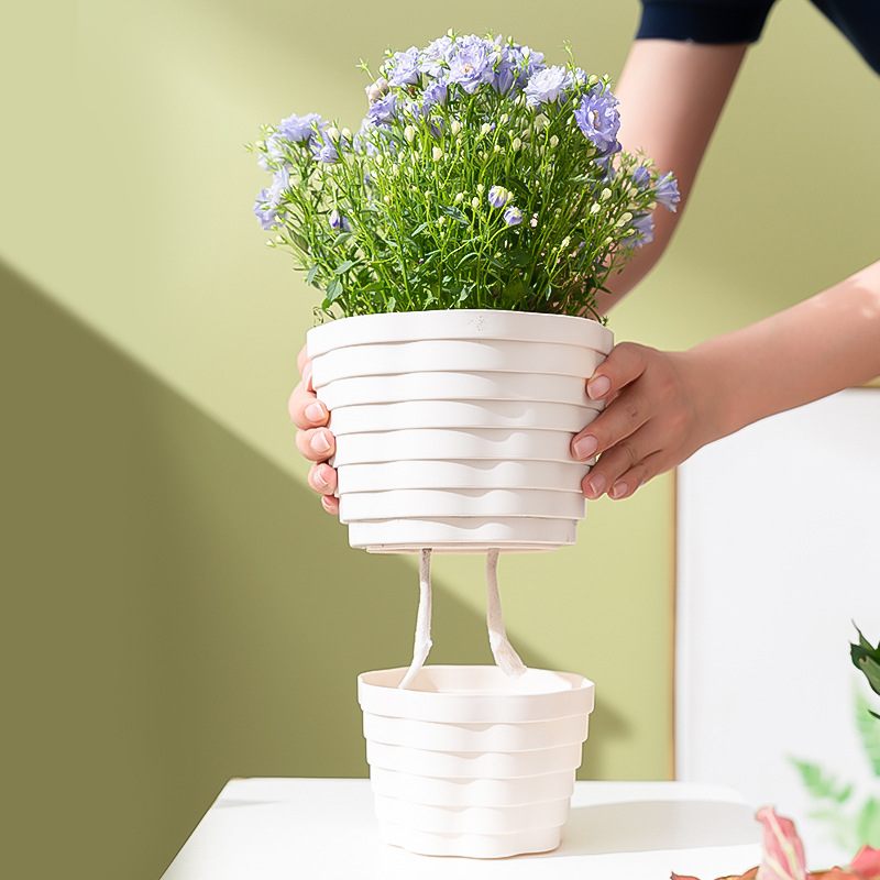 Ghiveci plastic auto-udare pentru pothos și suculente, stil clasic retro, construcție îngroșată, disponibil în dimensiuni mici și mari, pentru balcon