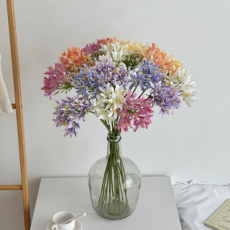 Flori de agapanthus din mătase pentru decor acasă, buchete de nuntă și recuzită pentru studio foto