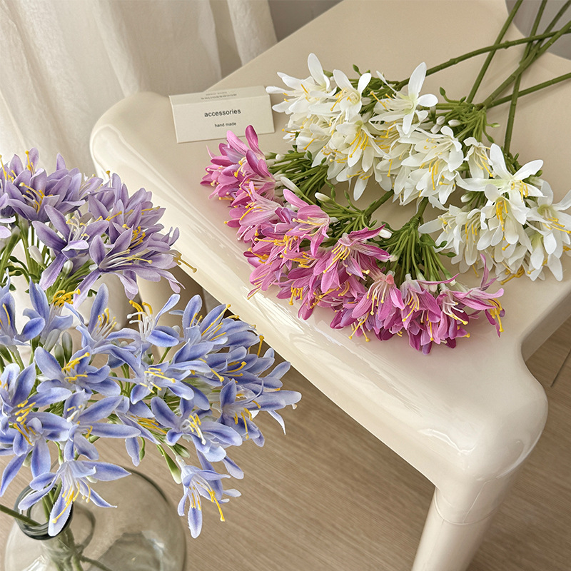 Flori de agapanthus din mătase pentru decor acasă, buchete de nuntă și recuzită pentru studio foto