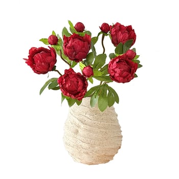 Floare artificială de bujor în stil european, mini, cu două capete, pentru decor în casă și aranjamente de nuntă