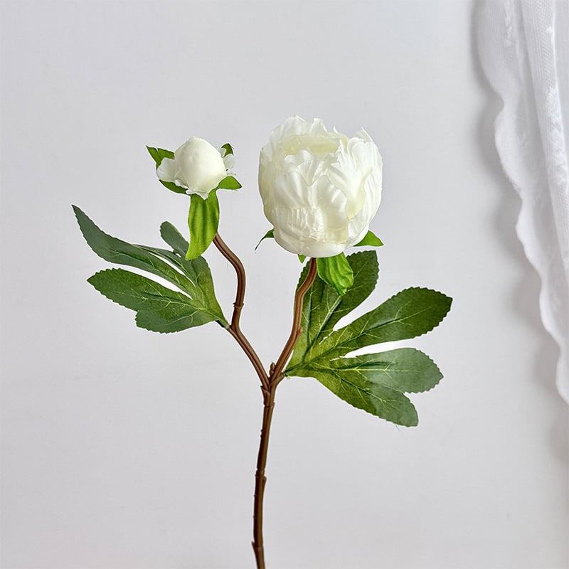 Floare artificială de bujor în stil european, mini, cu două capete, pentru decor în casă și aranjamente de nuntă