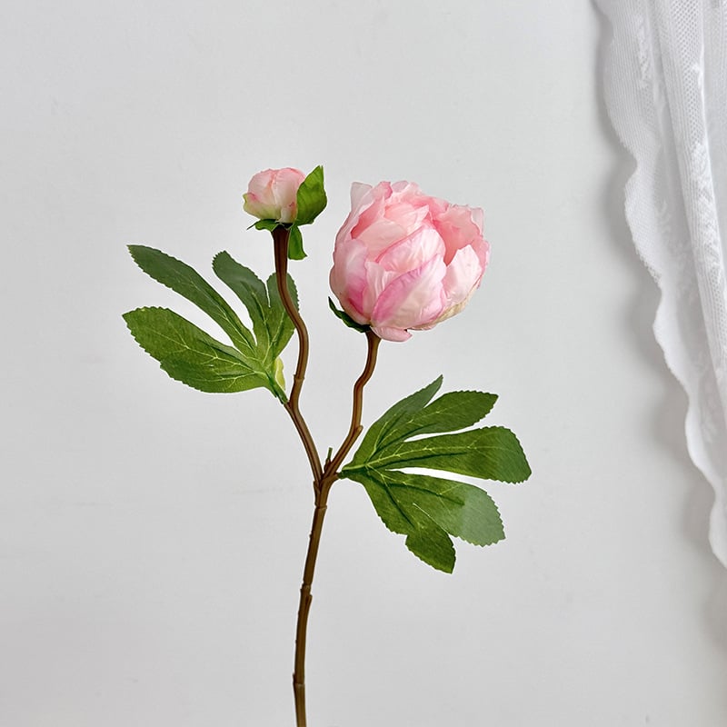 Floare artificială de bujor în stil european, mini, cu două capete, pentru decor în casă și aranjamente de nuntă