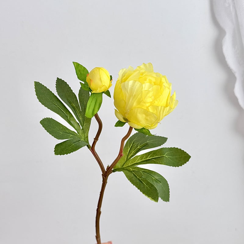 Floare artificială de bujor în stil european, mini, cu două capete, pentru decor în casă și aranjamente de nuntă