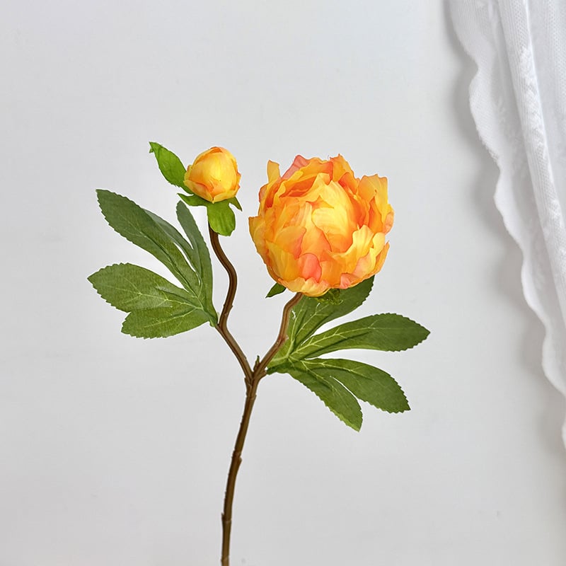 Floare artificială de bujor în stil european, mini, cu două capete, pentru decor în casă și aranjamente de nuntă