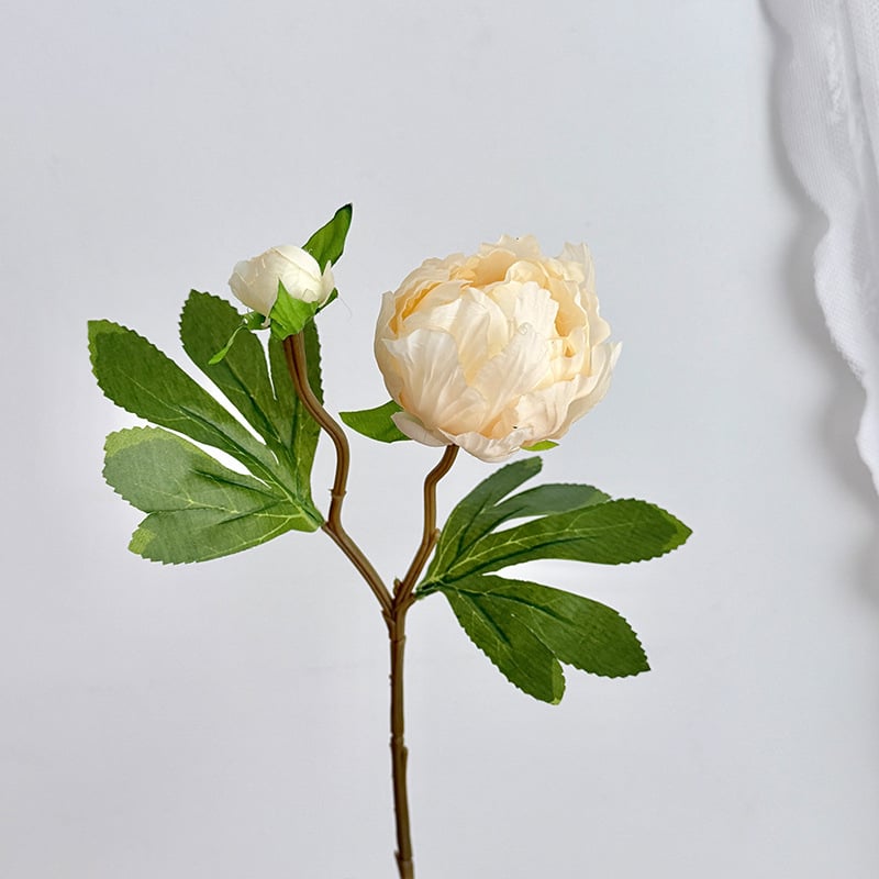 Floare artificială de bujor în stil european, mini, cu două capete, pentru decor în casă și aranjamente de nuntă