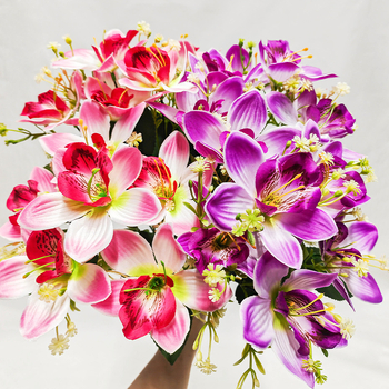 Orhidee artificiale, flori de mătase pentru decor de nuntă, buchet cu flori din plastic, aspect realist