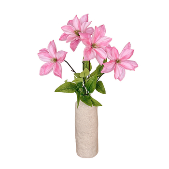 Flori Clematis imprimate 3D, cu două capete, artificiale, pentru decor acasă, aranjamente de nuntă și recuzită pentru ședințe foto