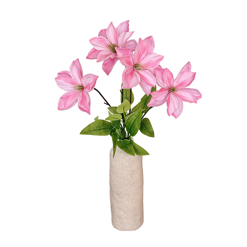 Flori Clematis imprimate 3D, cu două capete, artificiale, pentru decor acasă, aranjamente de nuntă și recuzită pentru ședințe foto