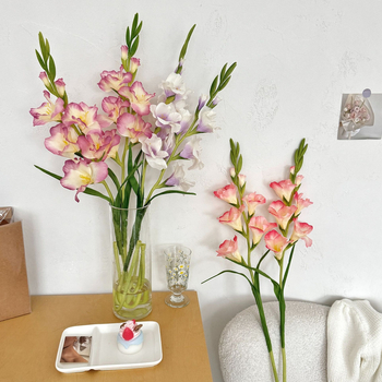 Fir de gladiolă din mătase, ramură unică, decor pentru sufragerie, aranjamente florale