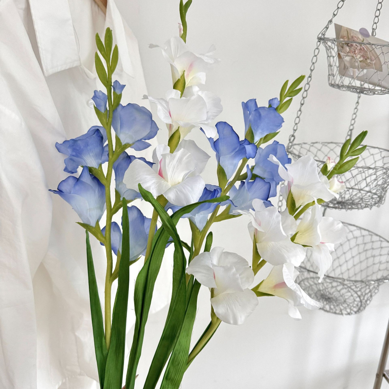 Fir de gladiolă din mătase, ramură unică, decor pentru sufragerie, aranjamente florale