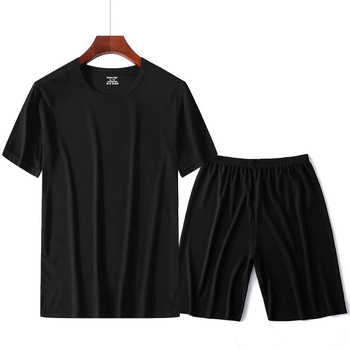 Ljetni set majice s kratkim rukavima i capri hlačama, lagano Ice Silk kućno odijevanje, unisex