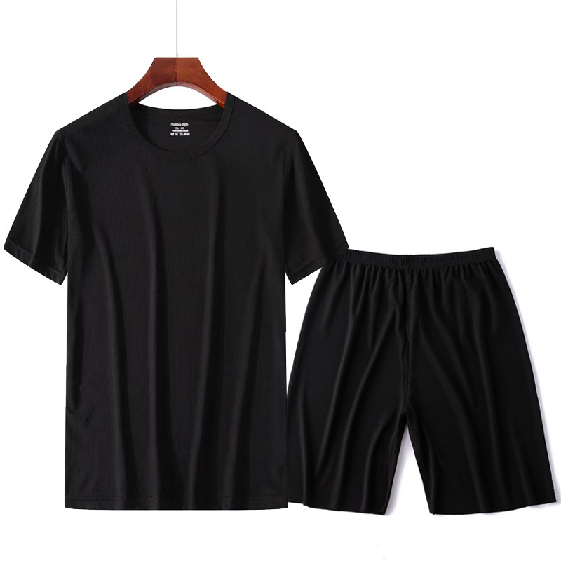Ljetni set majice s kratkim rukavima i capri hlačama, lagano Ice Silk kućno odijevanje, unisex
