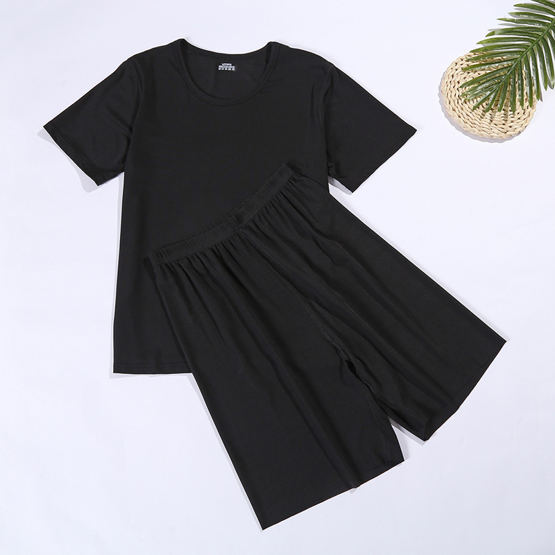 Ljetni set majice s kratkim rukavima i capri hlačama, lagano Ice Silk kućno odijevanje, unisex