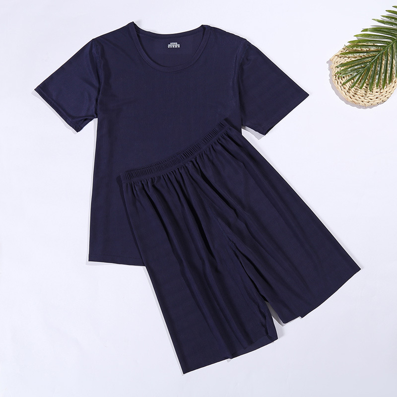 Ljetni set majice s kratkim rukavima i capri hlačama, lagano Ice Silk kućno odijevanje, unisex