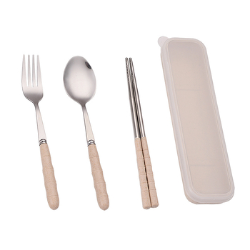Set tacâmuri pliabil cu lingură, furculiță și bețișoare, în cutie de depozitare portabilă, stil nordic