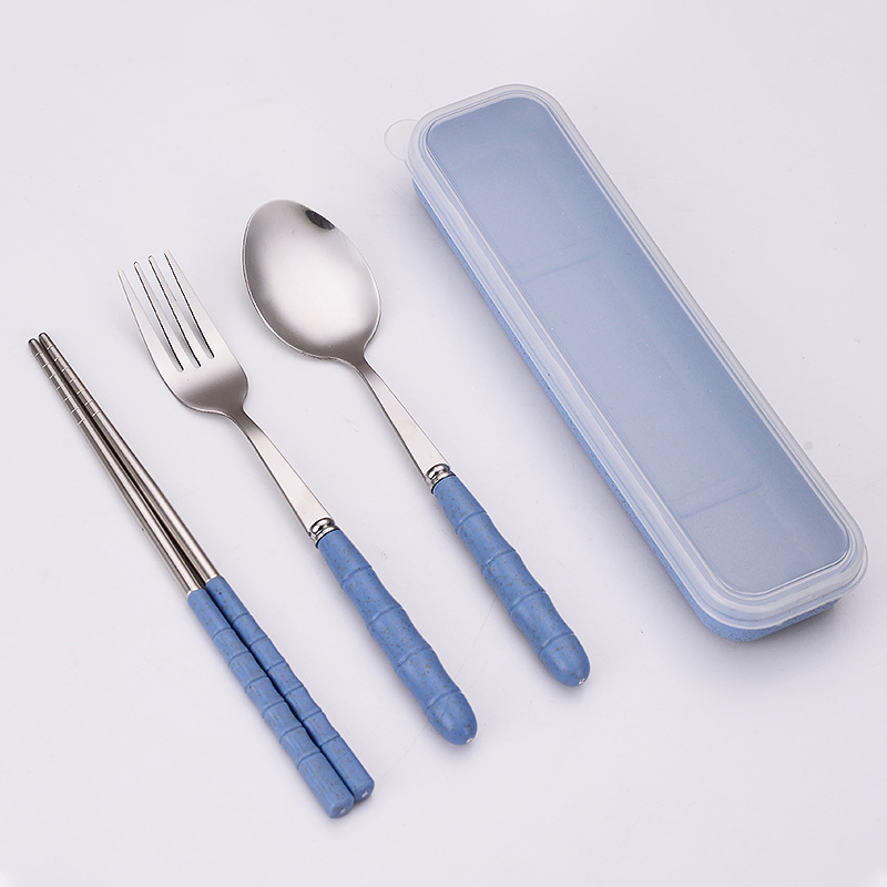Set tacâmuri pliabil cu lingură, furculiță și bețișoare, în cutie de depozitare portabilă, stil nordic