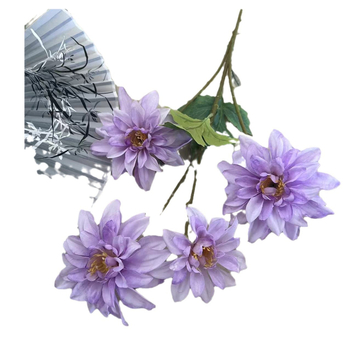 Dalia cu patru capete din mătase – floare artificială pentru decor de nuntă, recuzită pentru fotografie, decor sufragerie