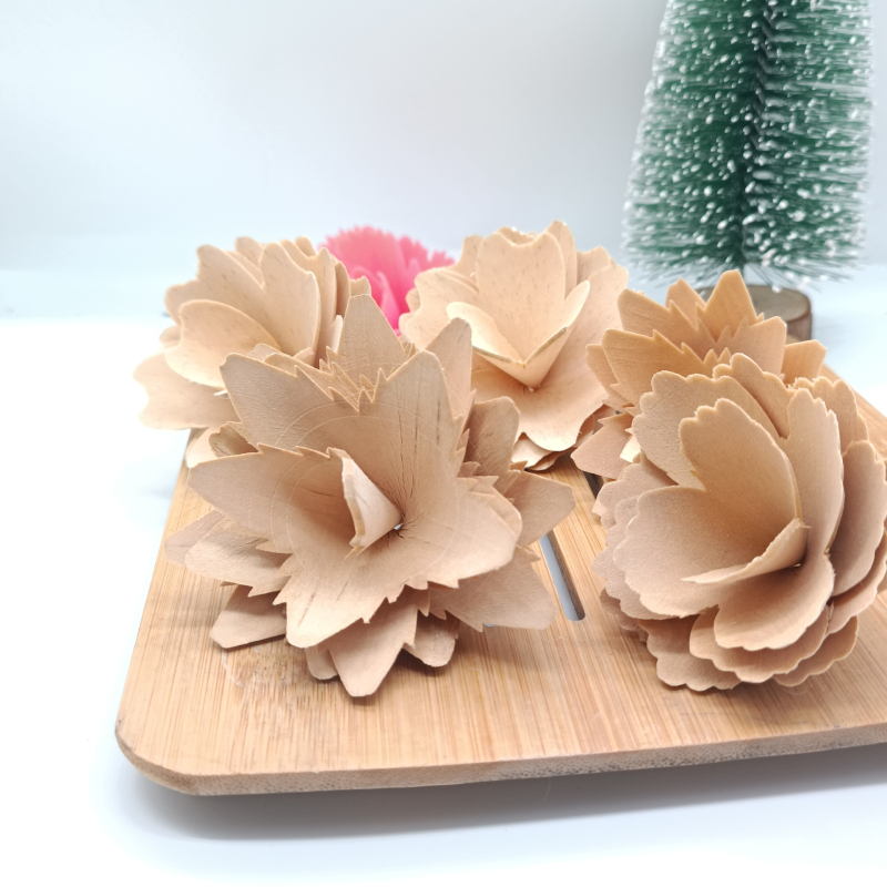 Material lemnos tăiat cu mașina pentru flori din lemn răsucite, decor DIY pentru casă și recuzită pentru fotografie
