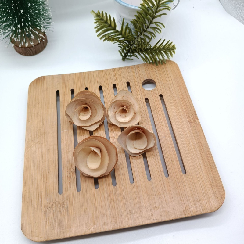 Material lemnos tăiat cu mașina pentru flori din lemn răsucite, decor DIY pentru casă și recuzită pentru fotografie